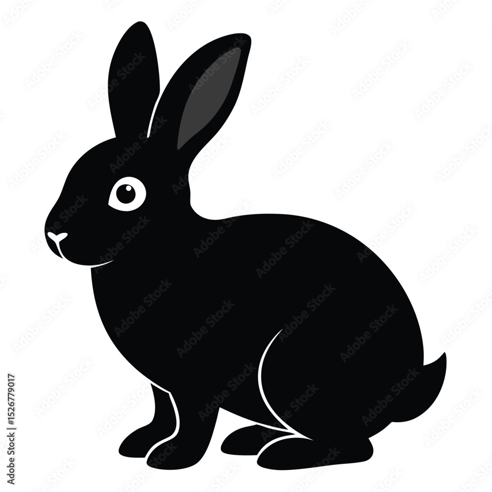 Obraz premium Black silhouette rabbit sitting easter bunny icon