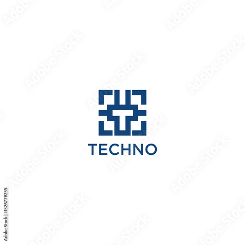 Initial letter T and chip card vector logo design