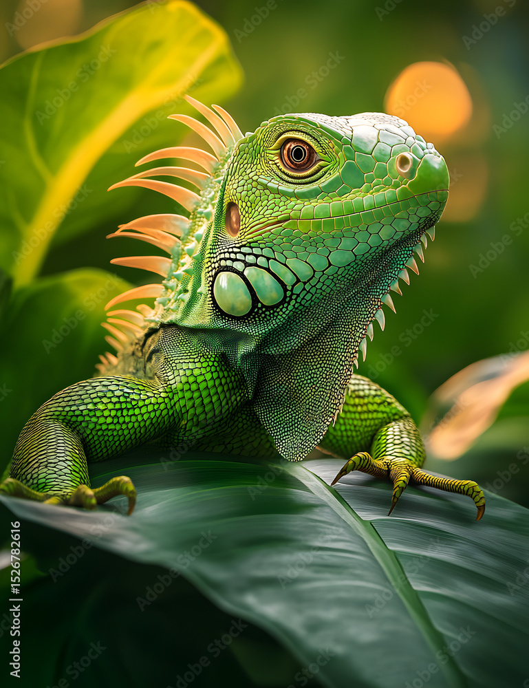 Obraz premium lizard on a leaf