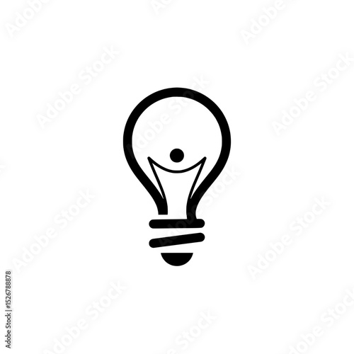Illumination of Inspiration: A minimalist representation of a light bulb, symbolizing a spark of brilliant idea in the shape of a human figure.