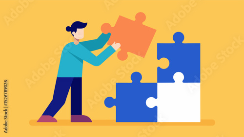 Completing a jigsaw puzzle to improve spatial awareness and problemsolving skills.. Vector illustration