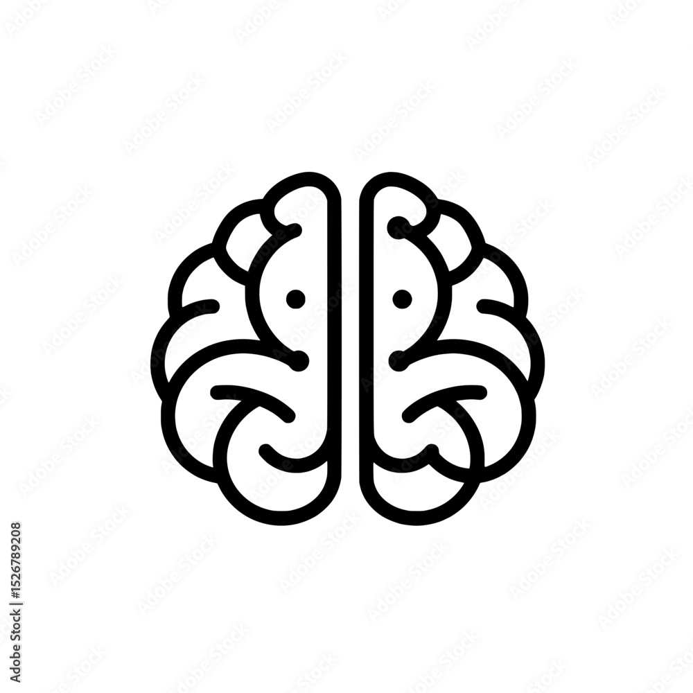 Fototapeta premium Mind's Eye: A simple, yet powerful illustration of the human brain, symbolizing thought, knowledge, and the intricate workings of the mind.
