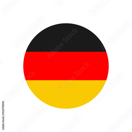 Germany flag in a circle with black red and yellow horizontal bands representing the national symbol of germany