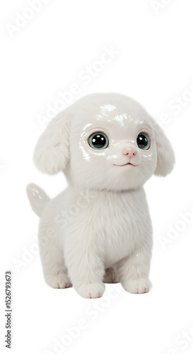3D Rendering of a Cute White Puppy on a Black Background png isolated transparent background
