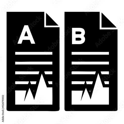 Product Comparison Chart Illustration with A and B Documents for Business Reports, Analysis Tools, Market Research, and Data Presentation