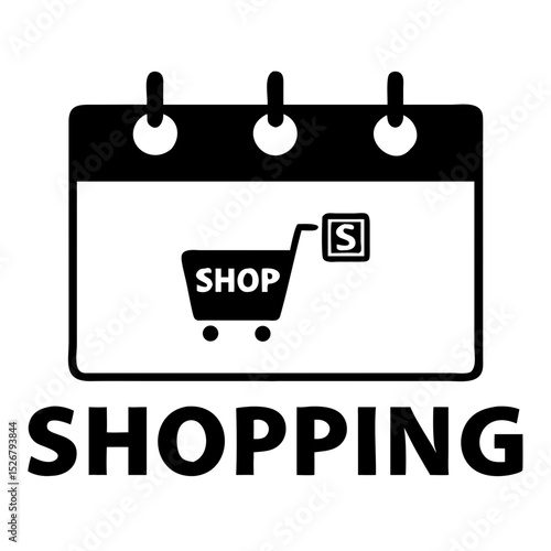 Shopping Calendar Icon with Cart Symbol for E-Commerce Websites, Retail Blogs, Promotional Content, and Online Shopping Platforms  