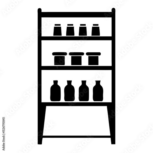Isolated Product Display Shelf with Various Bottles and Jars for Retail Websites, E-commerce Platforms, Product Catalogs, and Interior Design Inspiration  