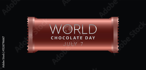 Chocolate Bar Wrapper on black World Chocolate Day 7 July vector poster