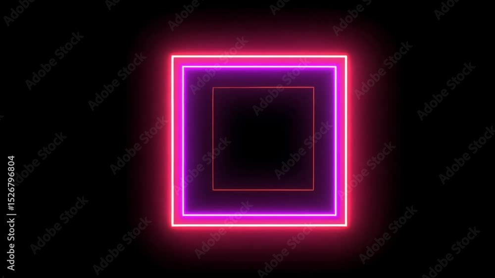 Abstract Neon Squares: Pink and Purple Glowing Frames Abstract Neon Squares: Pink and Purple Glowing Frames