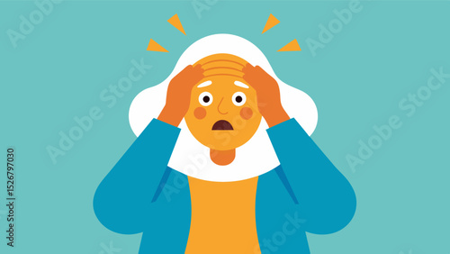 An elderly person holding onto their head feeling overwhelmed and confused by the rapidfire exchange of ideas and information during the session.. Vector illustration