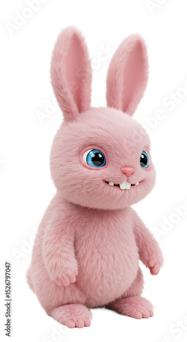 Illustration of a Pink Cartoon Rabbit on a Black Background png isolated transparent background