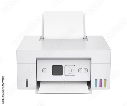 Multifunction inkjet color printer on transparent background