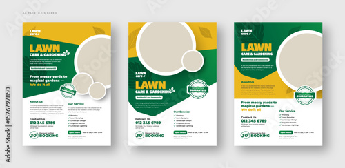 Lawn Care and Gardening Services Flyer Design | Landscaping leaflet design set