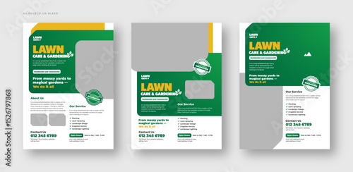 Lawn Care and Gardening Services Flyer Design | Landscaping leaflet design set