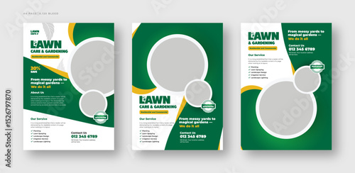 Lawn Care and Gardening Services Flyer Design | Landscaping leaflet design set