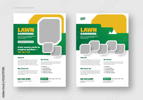 Lawn Care and Gardening Services Flyer Design | Landscaping leaflet design set