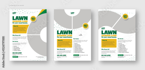 Lawn Care and Gardening Services Flyer Design | Landscaping leaflet design set