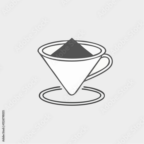 Gray Scale Minimalist Illustration of Pour Over Coffee Brewing Method