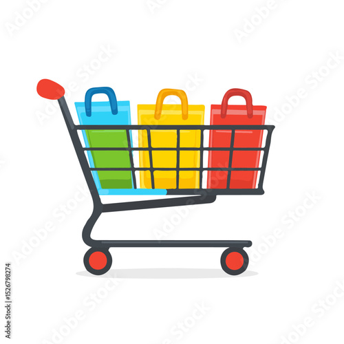 Trolleys illustration vector 2D flat, isolated on a white background.