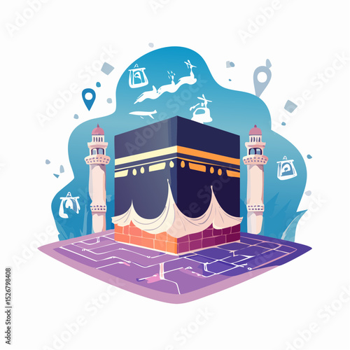 Isometric Illustration of the Kaaba in Mecca