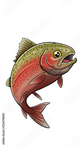 Rainbow Trout Illustration on Black Background png isolated transparent background