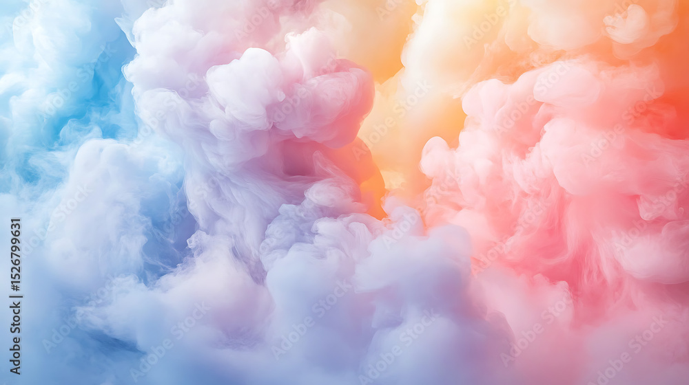 Fototapeta premium Soft gradient of pink, blue, and orange clouds, offering a heavenly and peaceful atmosphere for creative endeavors