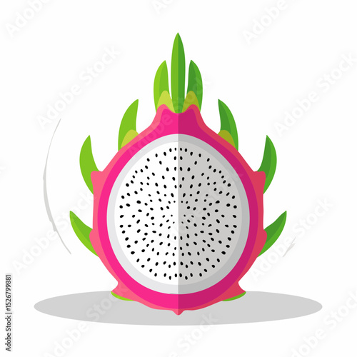 Pink Dragon Fruit Half Illustration