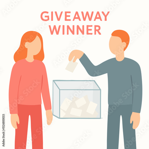 Flat Handdrawn People Drawing Ballot From Raffle Box Illustration