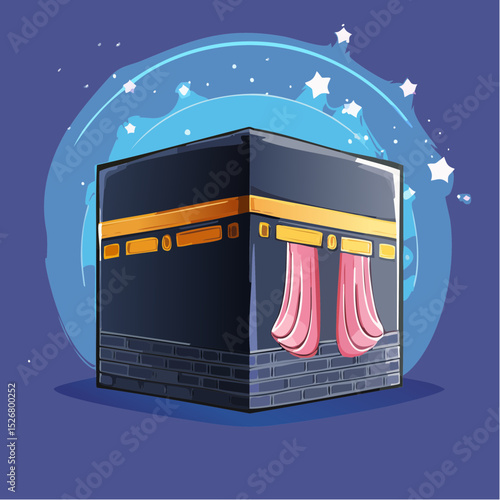 Pixel Art Illustration of the Kaaba at Night