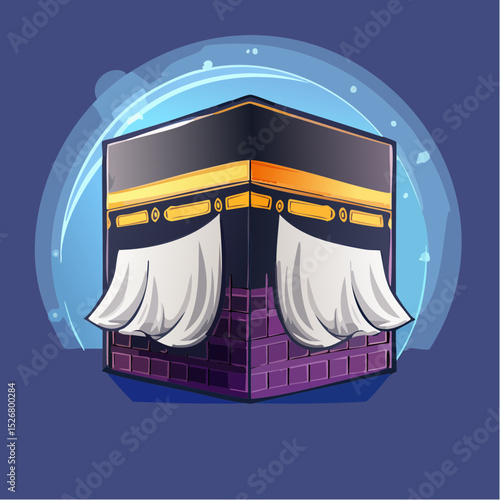 Pixel Art Illustration of the Kaaba in Mecca