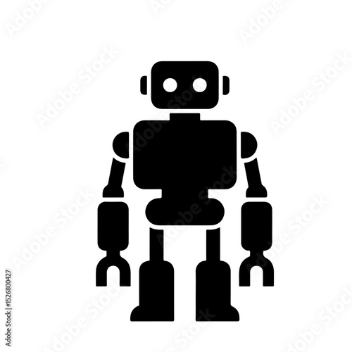 A simple black robot illustration, depicting a classic design.