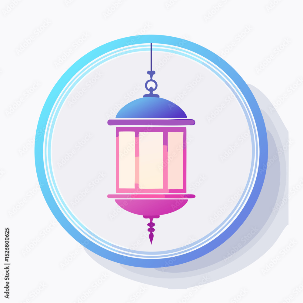 Fototapeta premium Purple and Blue Gradient Hanging Lantern in a Circular Frame