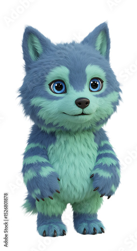 Cute Cartoon Wolf Character on Black Background png isolated transparent background
