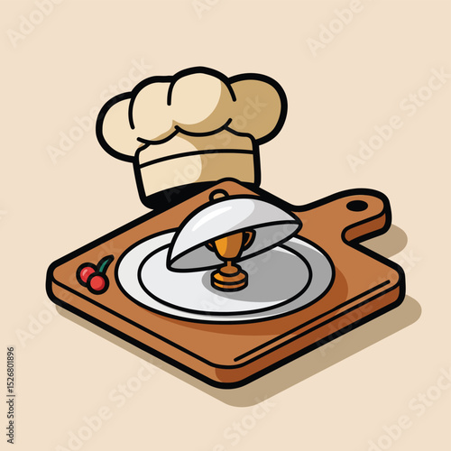 vector icons cooking food chef hat include a pizza slice, a sushi roll, spaghetti and meatballs, a curry bowl burger , fish 
