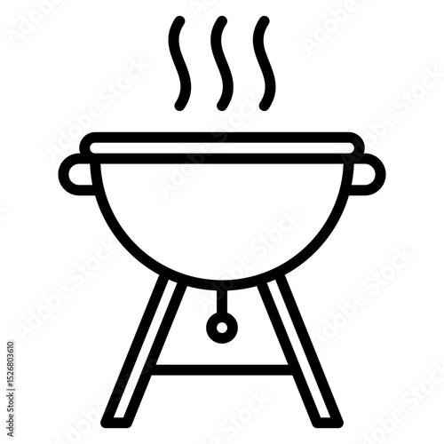 Grilling with rising steam illustration of an outdoor cookout