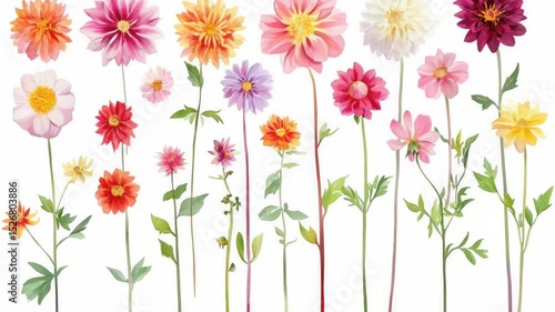 Wallpaper Mural A collection of colorful flowers arranged on a white background Torontodigital.ca