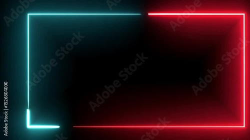 Wallpaper Mural Abstract Neon Frame: Red and Teal Glowing Lines Torontodigital.ca