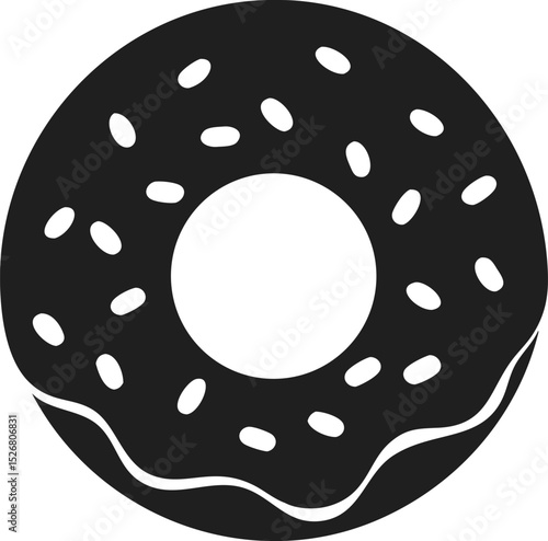 "Donut silhouette classic sweet treat with icing and sprinkles for bakery and dessert