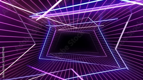Retro Neon Tunnel: A Psychedelic 80s Vibe Digital Art