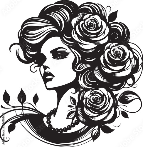 woman with flowers Confident Woman Silhouette with Side Swept Hair and Floral  Shoulder Tattoo new  2025 trendy unique