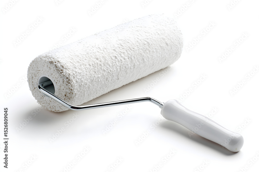 Fototapeta premium Professional Paint Roller with Textured Cover on White Background