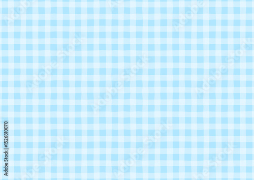 かわいい手書き風の水色のチェック柄背景　イラスト　ベクター

