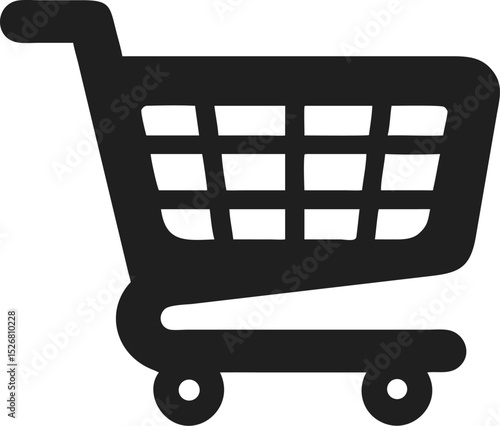 Shopping cart silhouette essential retail icon for purchasing and convenience