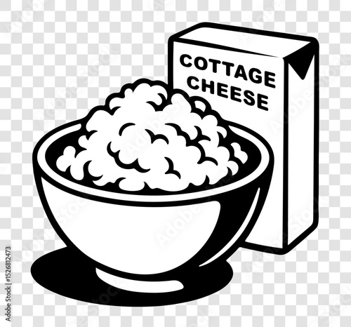 A bowl of food with a box of cottage cheese next to it
