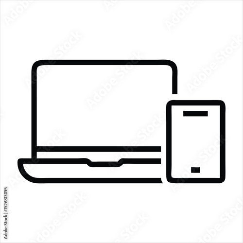 Laptop and smartphone icon isolated on white background