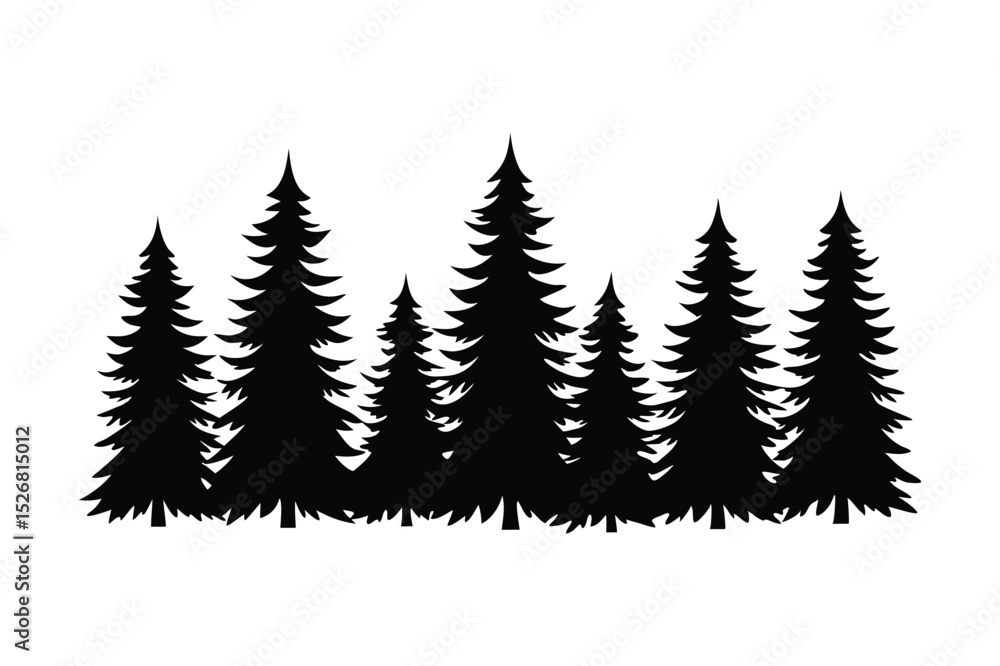 Obraz premium Pine forest silhouette vector art illustration(A)