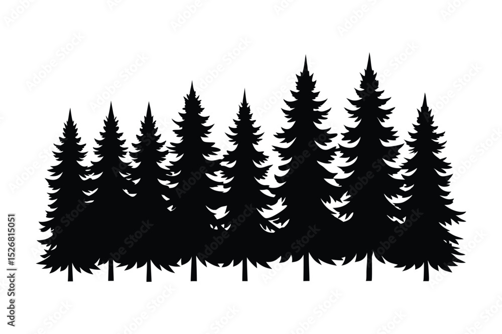 Fototapeta premium Pine forest silhouette vector illustration