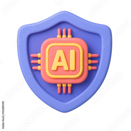 Artificial Intelligence Data Protection Technology, 3d Render Illustration Transparency Background