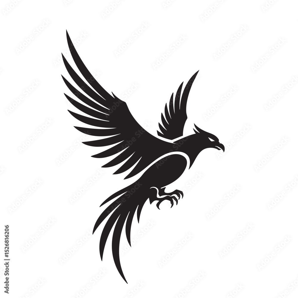 Obraz premium Majestic Eagle in Flight A Powerful Black and White Vector Illustration