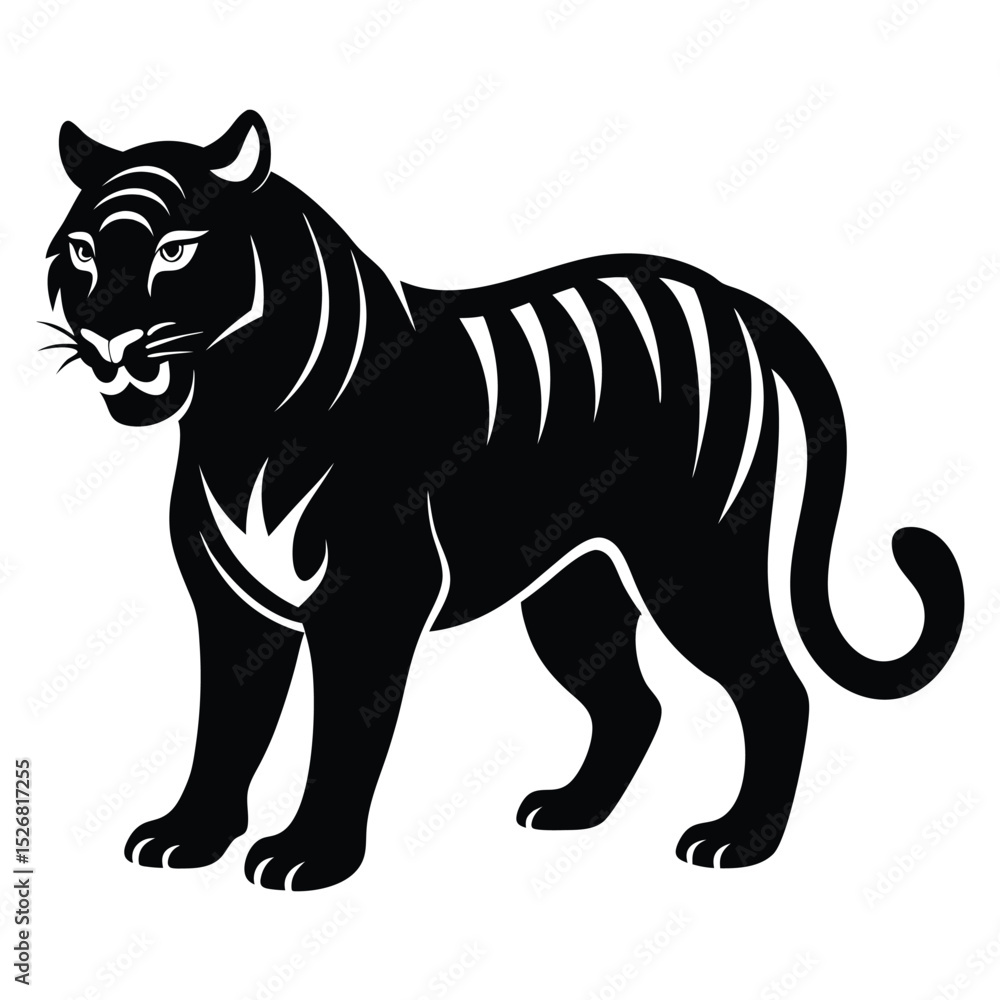 Fototapeta premium Majestic black tiger silhouette powerful wildcat
